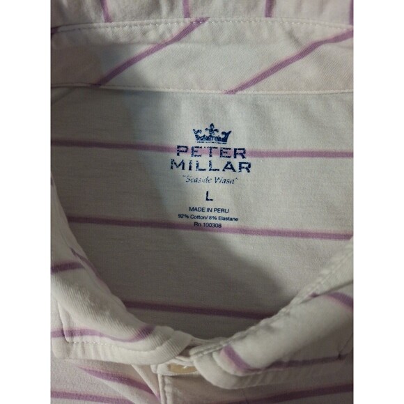 Peter Millar Seaside Wash Polo Shirt Men's L White Short Sleeve Lightweight - Picture 4 of 6